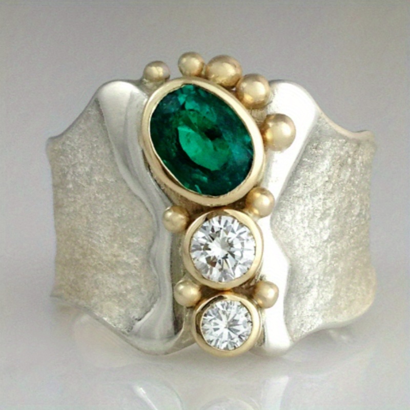 Rings - Vintage Two Color Inlaid White Green