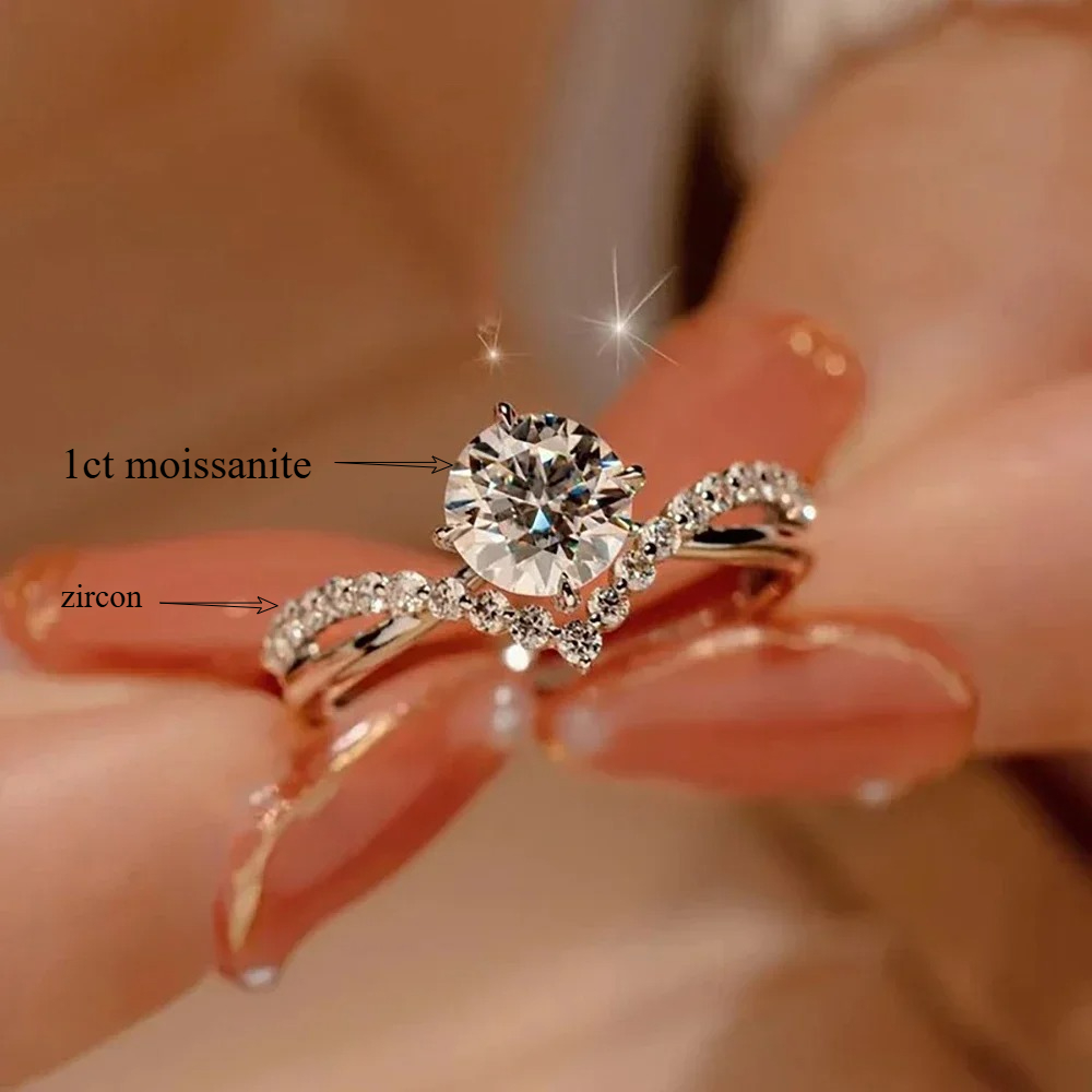Moissanite Engagement Ring 1 Carat - 1 Carat 6.5mm Moissanite Diamond Bridal