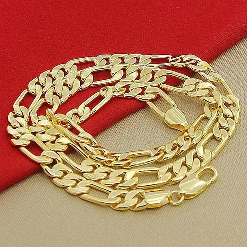 925 Sterling Silver Chain Necklace Men - 925 Sterling silver 18K gold Necklace