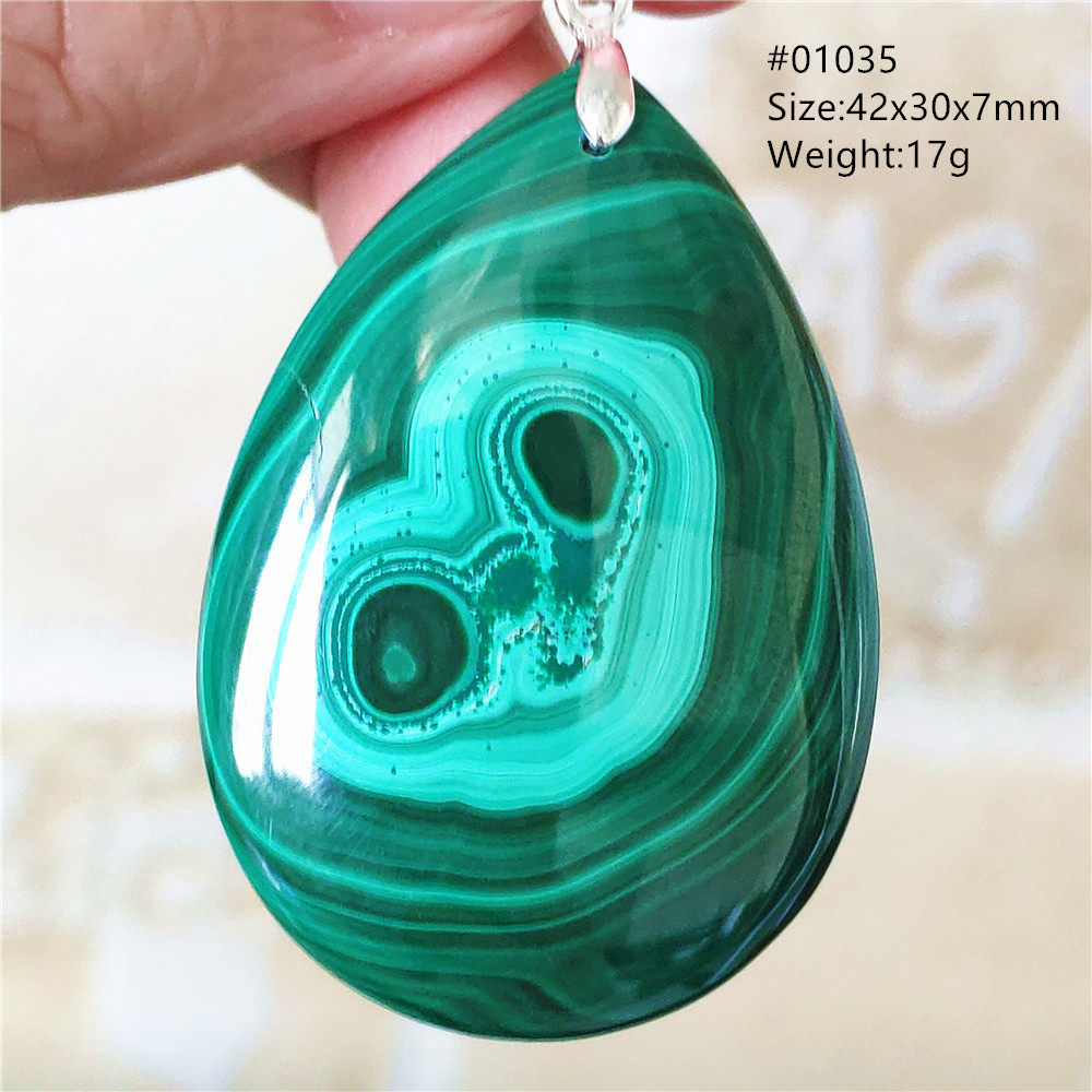 Natural Green Malachite Chryso - 925 Sterling Silver Chain Necklace Men recension och pris