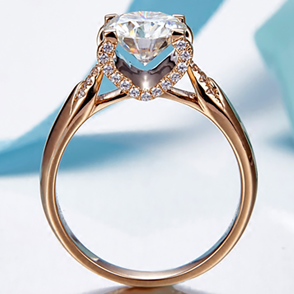 Custom Solid 18K Au750 White G - Moissanite Engagement Ring 1 Carat recension och pris