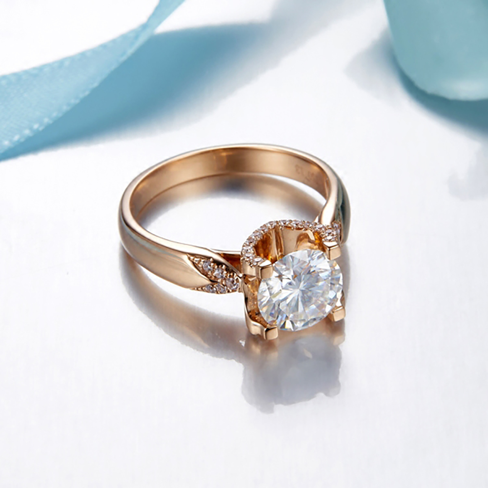 Custom Solid 18K Au750 White G - Moissanite Engagement Ring 1 Carat recension och pris
