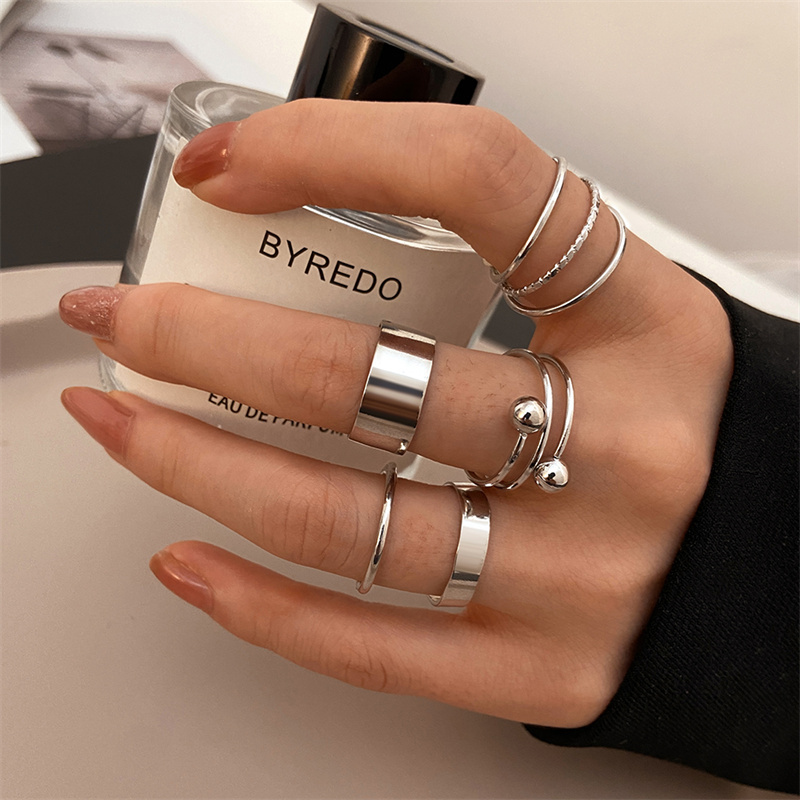 Metal Bead Punk Ring Set Slive - Vintage Punk Knuckle Rings Set recension och pris