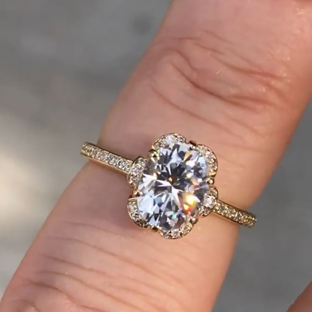Custom Solid 14K Yellow Gold W - Moissanite Engagement Ring 1 Carat recension och pris
