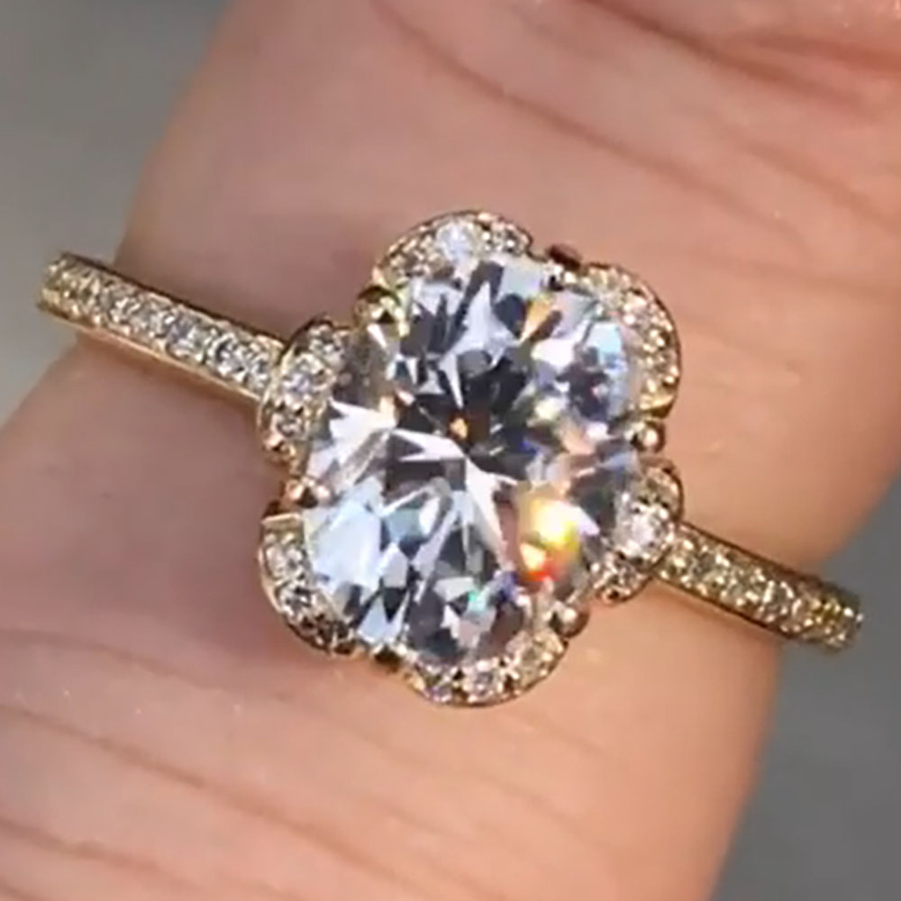 Custom Solid 14K Yellow Gold W - Moissanite Engagement Ring 1 Carat recension och pris