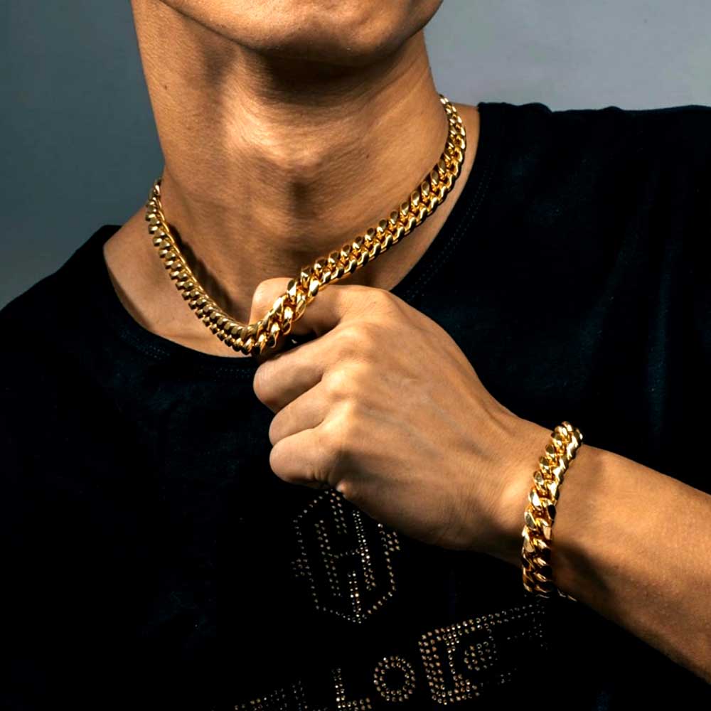Gold Plated Mens Heavy Miami C - Cuban Link Chain 12Mm recension och pris