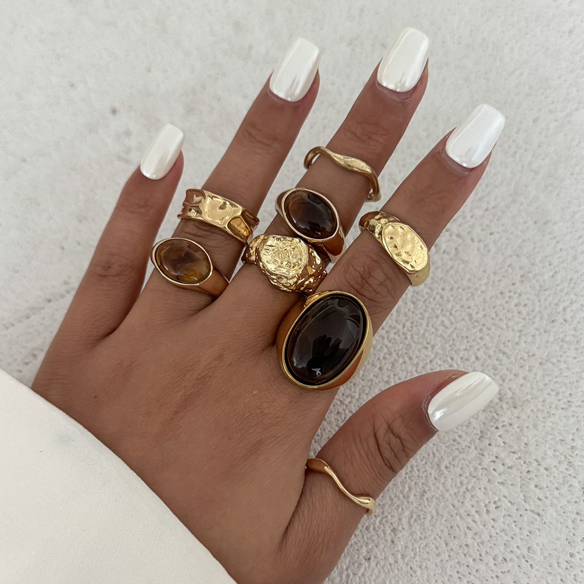 8Pcs/Set Vintage Amber Rhinest - Vintage Punk Knuckle Rings Set recension och pris