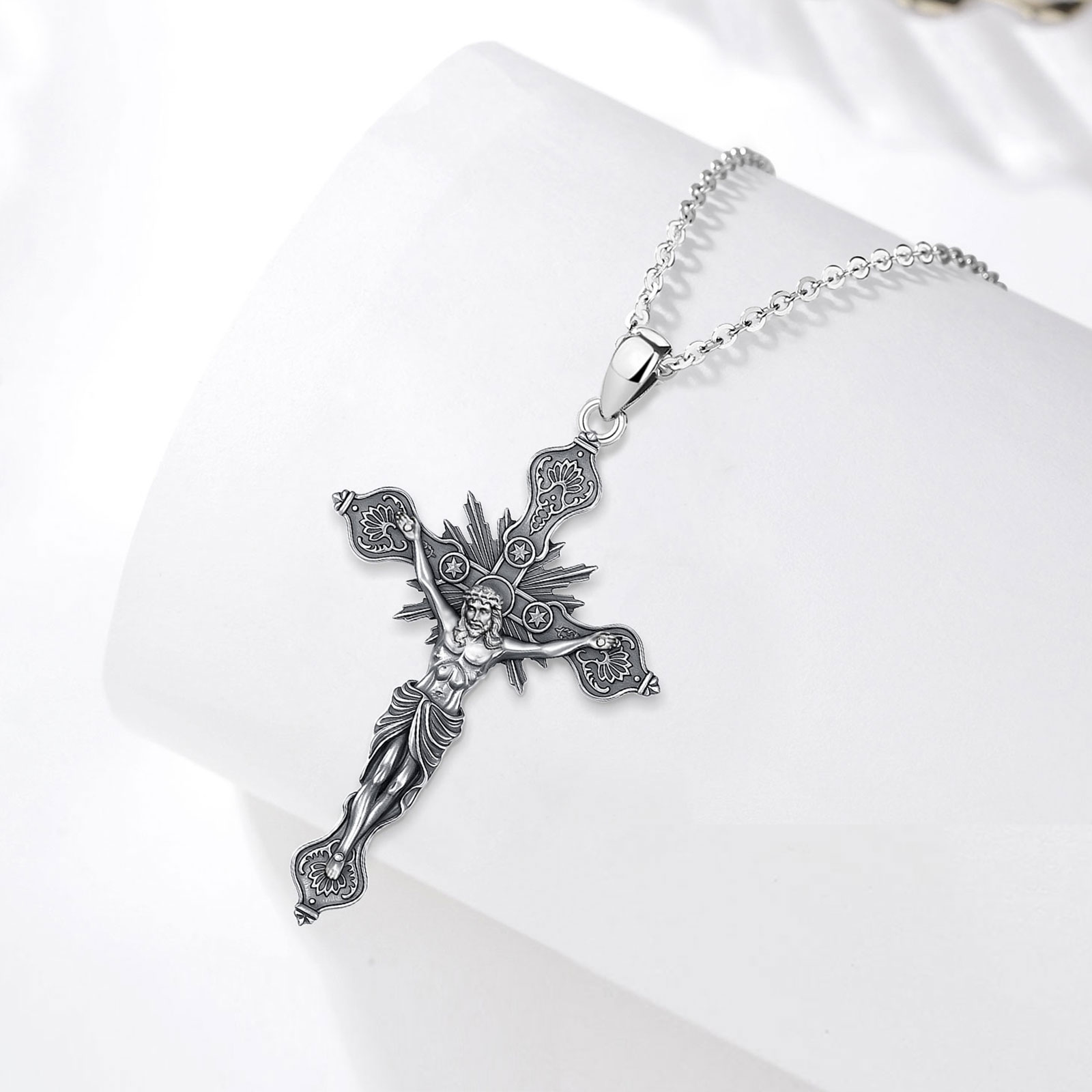 Eudora New Crucifix Cross Neck - 925 Sterling Silver Chain Necklace Men recension och pris