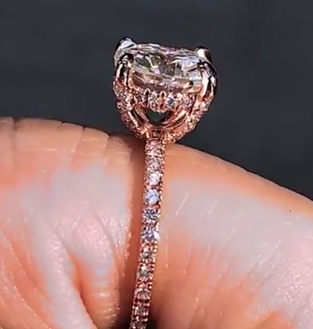 Custom Solid 14K Rose Gold Wom - Moissanite Engagement Ring 1 Carat recension och pris