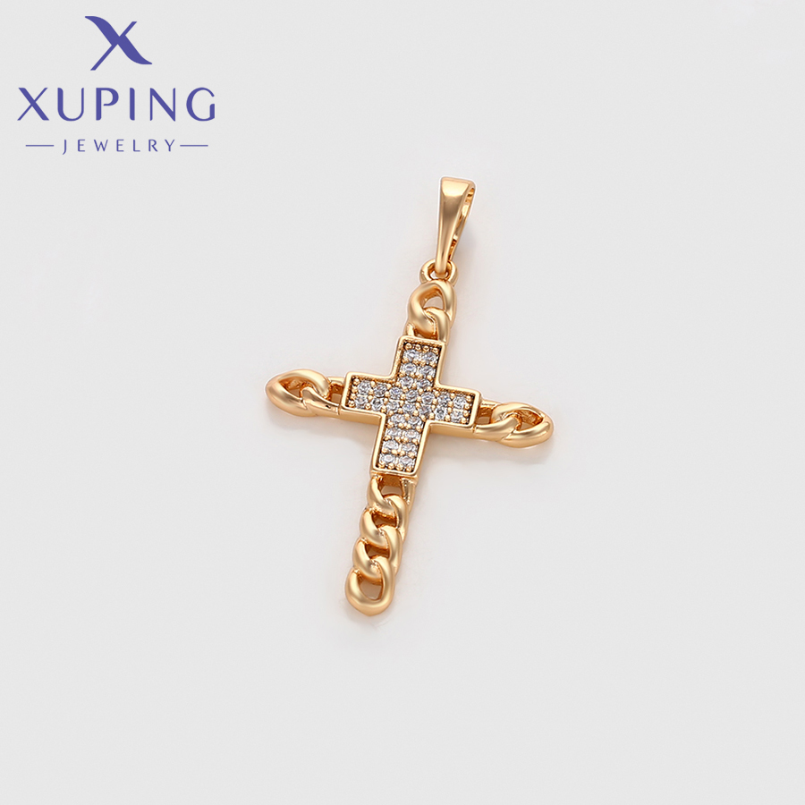 Xuping Jewelry New Trendy Cros - Cross Pendant Necklace Gold recension och pris