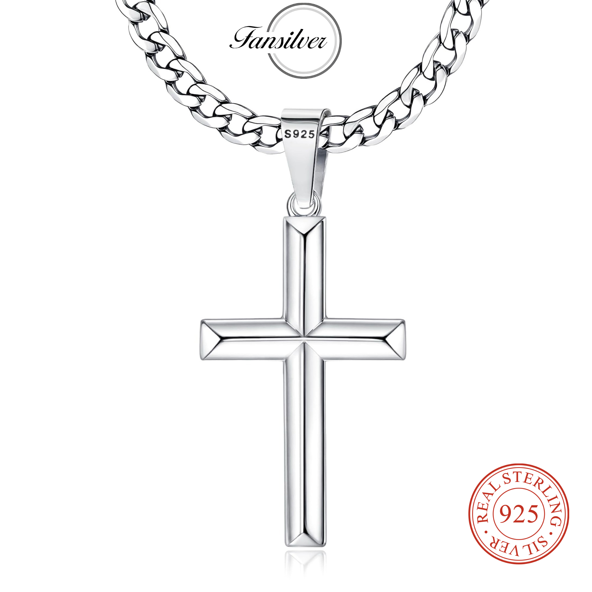 Fansilver 925 Sterling Silver  - 925 Sterling Silver Chain Necklace Men recension och pris