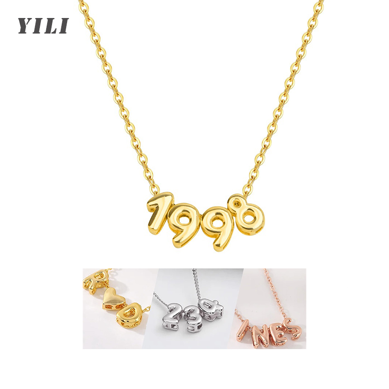 Personalized 3D Bubble Letter  - Initial Letter Necklace 18K Gold recension och pris