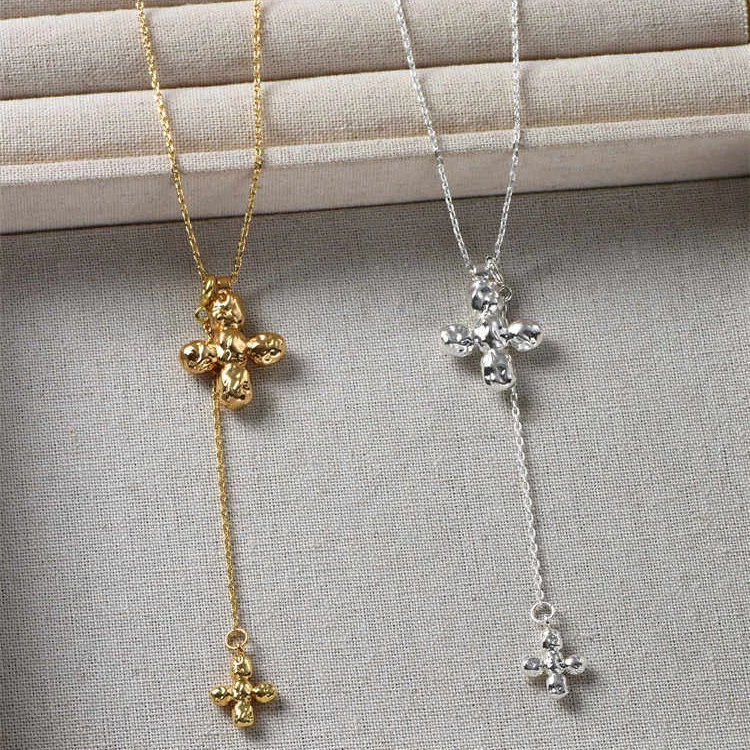 Europe America Big Heart Doubl - Cross Pendant Necklace Gold recension och pris