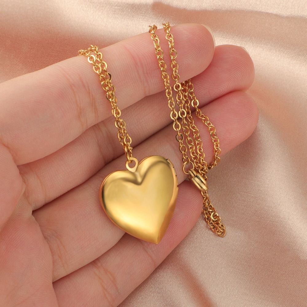1PC Heart Shaped Photo Picture - Heart Locket Necklace Photo recension och pris