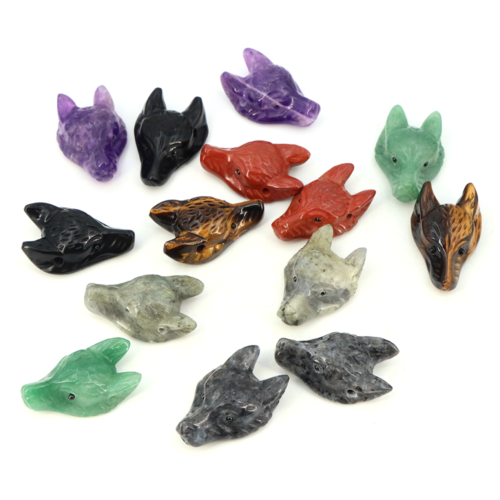 40mm Wolf Head Stone Pendant N - Crystal Pendant Necklace Natural Stone recension och pris