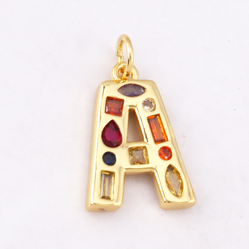 Fashion Colorful Zircon Real 1 - Initial Letter Necklace 18K Gold recension och pris