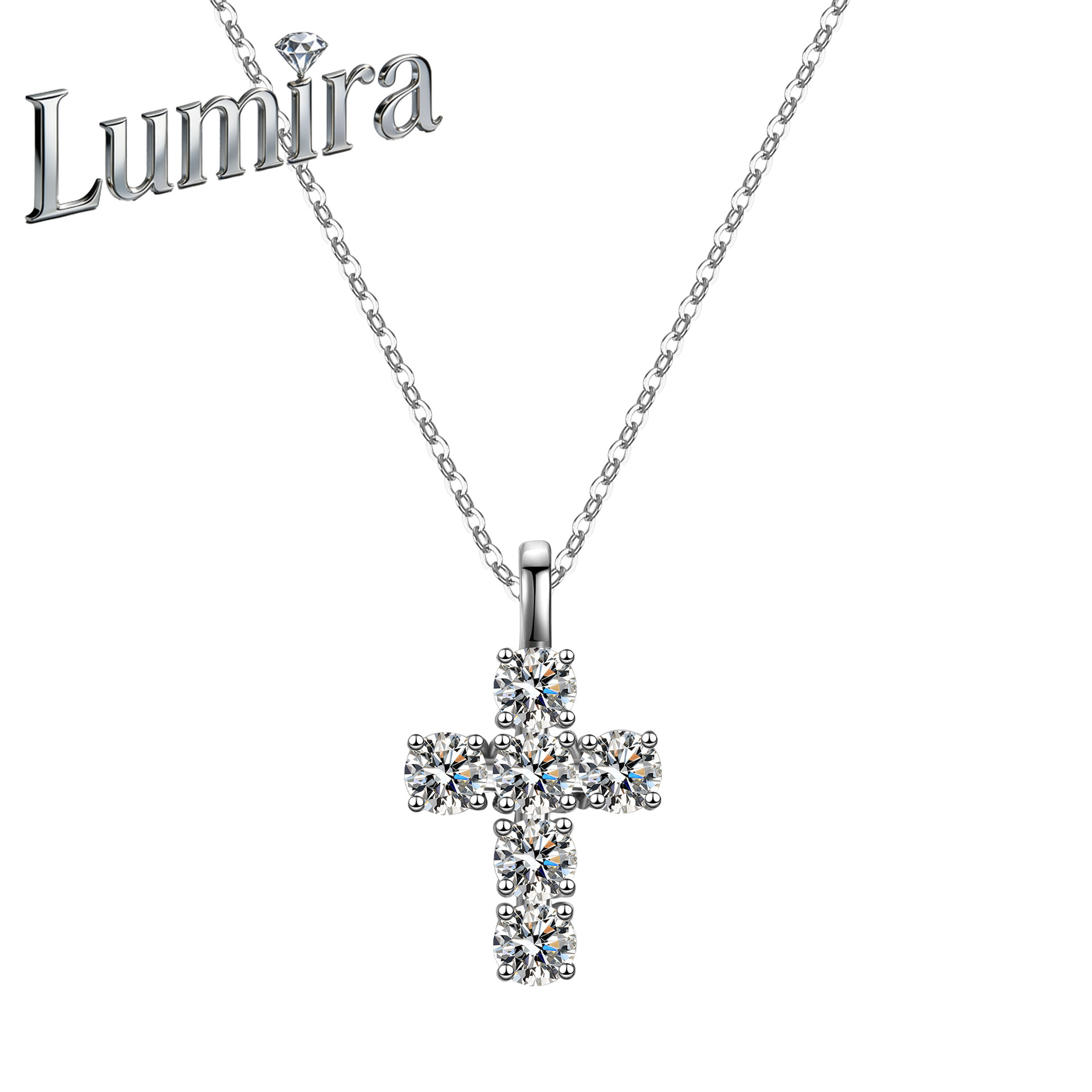 Lumira Platinum PT950 3-Carat  - Cross Pendant Necklace Gold recension och pris