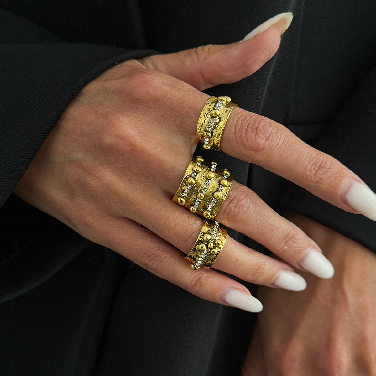 3Pcs Vintage Inlay Rhinestone  - Vintage Punk Knuckle Rings Set recension och pris