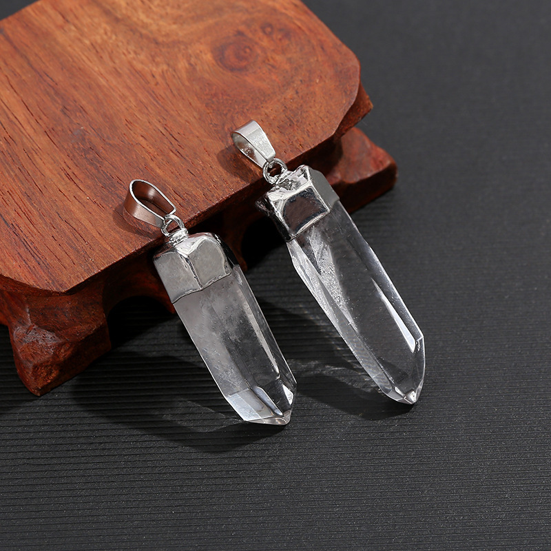 Natural Clear Quartz Crystal P - Crystal Pendant Necklace Natural Stone recension och pris