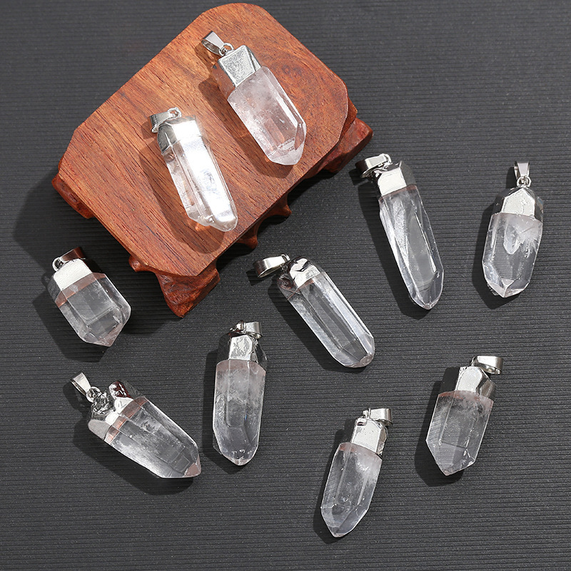 Natural Clear Quartz Crystal P - Crystal Pendant Necklace Natural Stone recension och pris
