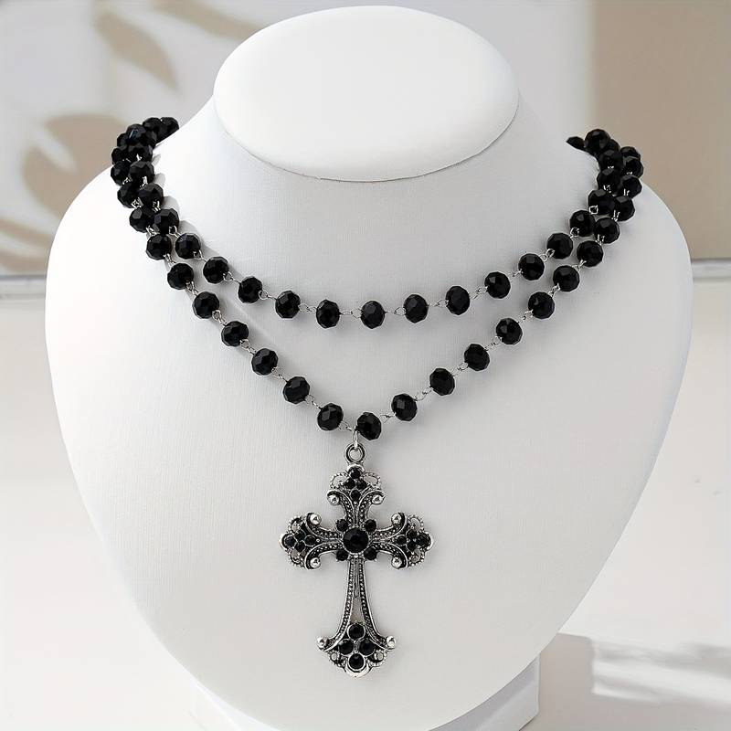 Y2K Grunge Gothic Layered Cros - Layered Pendant Necklace Aesthetic recension och pris