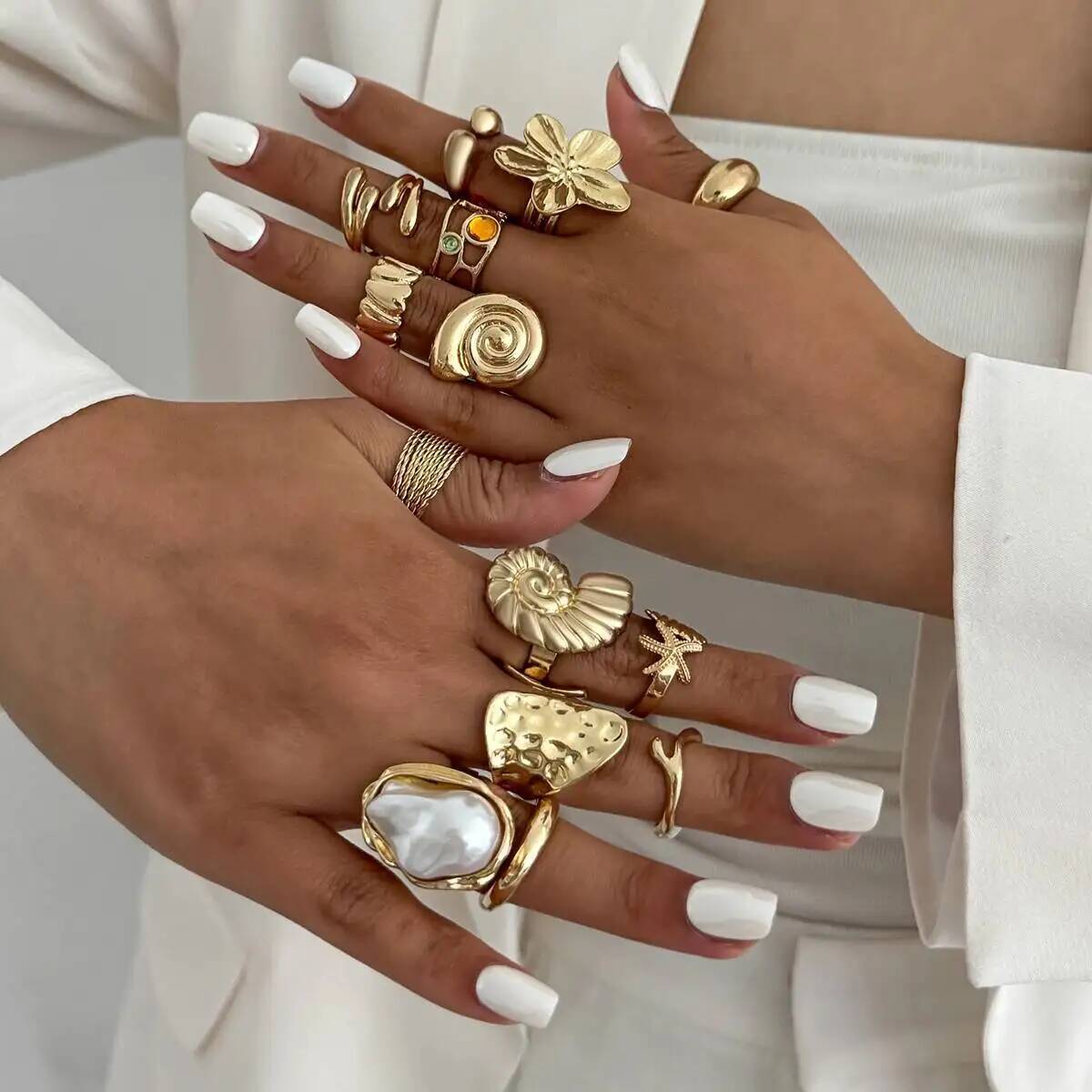IngeSight.Z 14 Pcs/Set Hip Hop - Vintage Punk Knuckle Rings Set recension och pris
