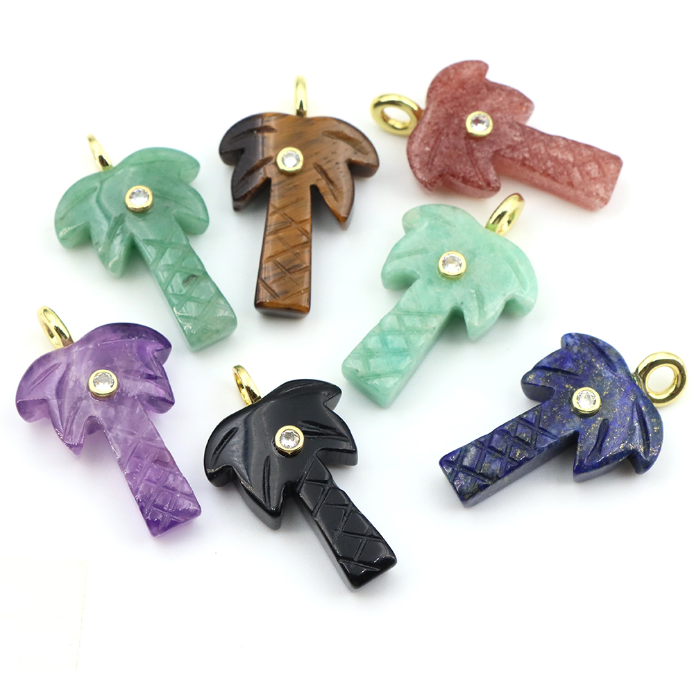 30mm Natural Stone Coconut Tre - Crystal Pendant Necklace Natural Stone recension och pris