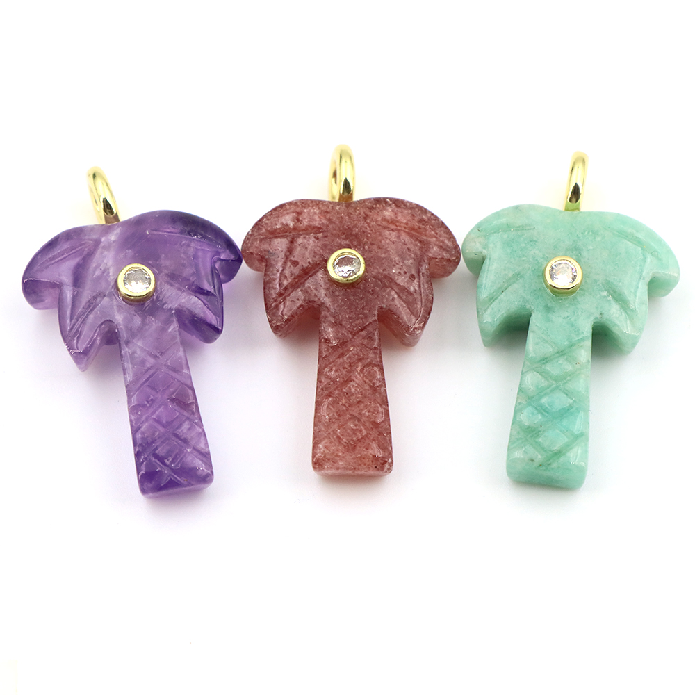 30mm Natural Stone Coconut Tre - Crystal Pendant Necklace Natural Stone recension och pris