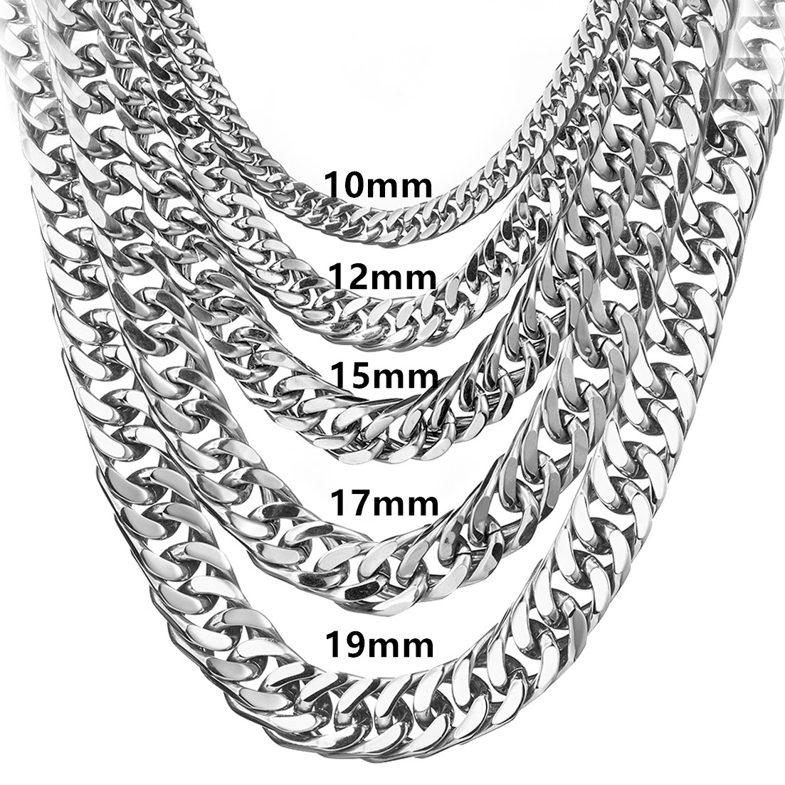8mm-19mm Any Length Heavy Poli - Cuban Link Chain 12Mm recension och pris