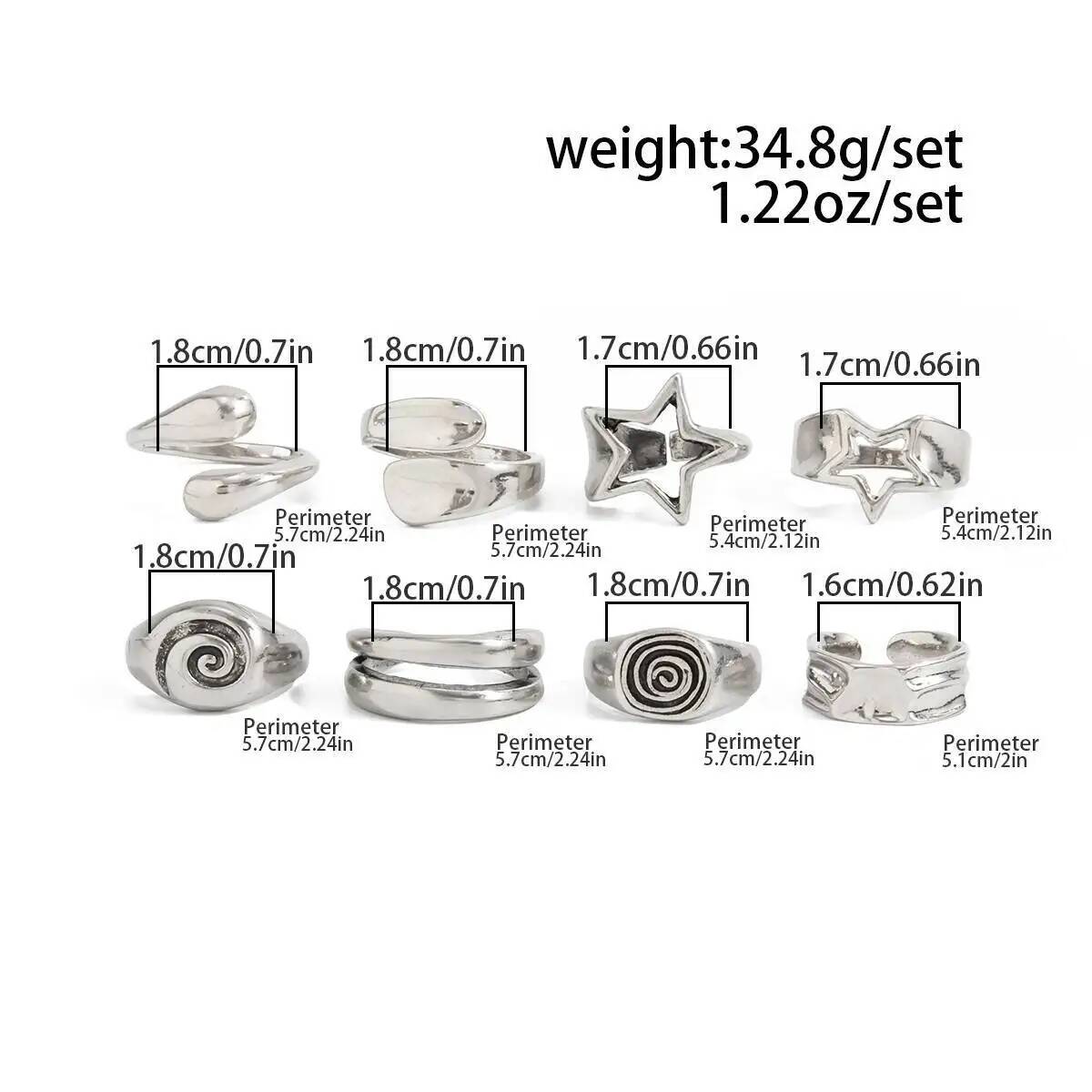 Ingemark 8 Pcs/Set Gothic Pent - Vintage Punk Knuckle Rings Set recension och pris