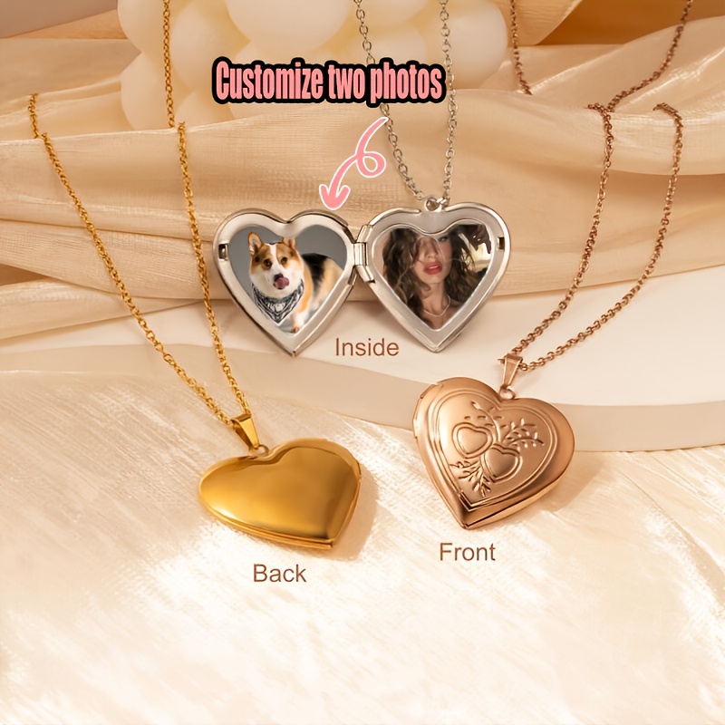 Custom 1/2 Photo Necklace Hear - Heart Locket Necklace Photo recension och pris