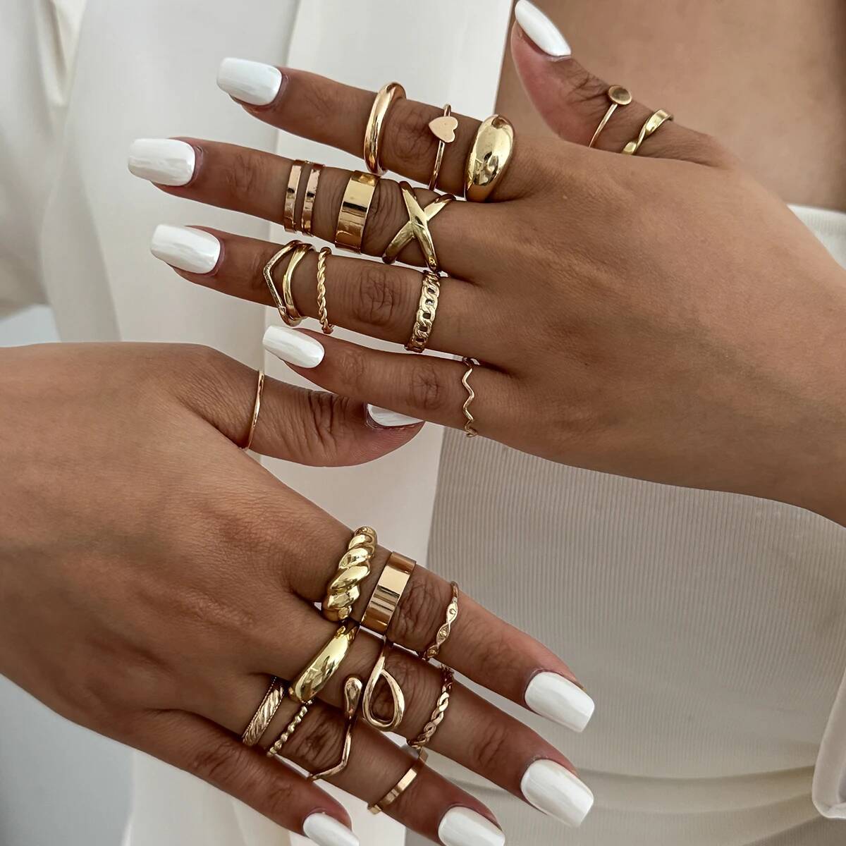 SHIXIN 24Pcs/Set Trendy Irregu - Vintage Punk Knuckle Rings Set recension och pris